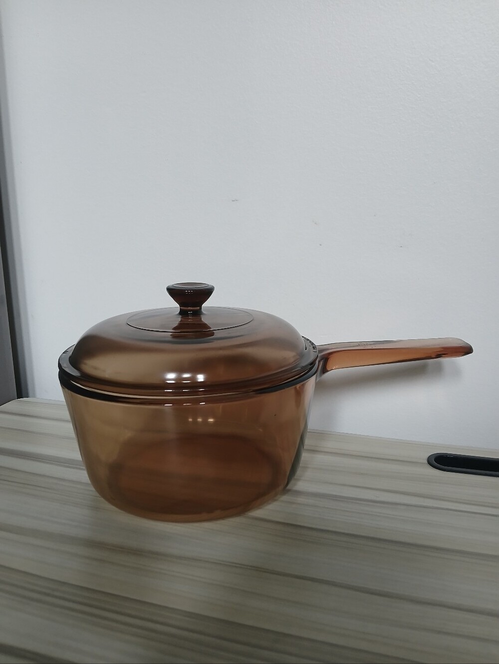 Vtg Corning Vision Amber Glass 1.5 L Saucepan Pot WITH LID Pyrex USA